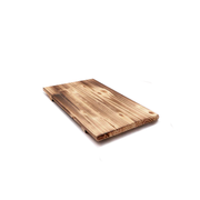 A product image of the wooden base board for the 38cm Mikawa Konro Grill, showing its rustic, scorched wood finish on a white background.

