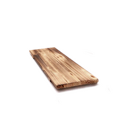 A product image of the wooden base board for the 54cm Okunoto Konro Grill, showing its long rectangular shape and rustic, scorched wood finish.

