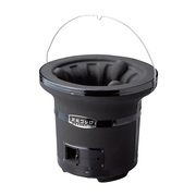 Side view of the Mikawa Portable Konro Grill, showcasing the sleek black finish and portable handle.