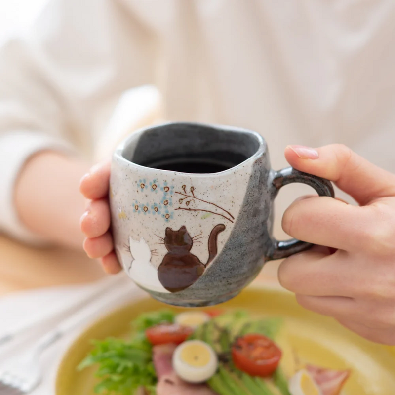 Atelier Yu Cats In Sunny Spot Kutani Handmade Mug