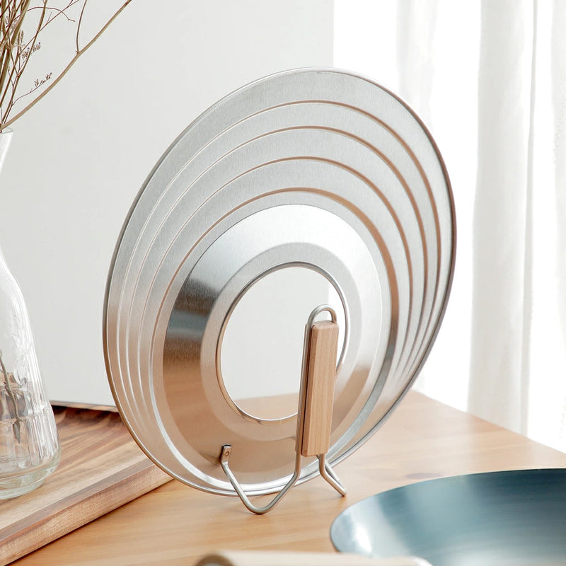 Kyoto Katsugu multi-size pan lid with glass window and wood handle, fits 20cm to 26cm