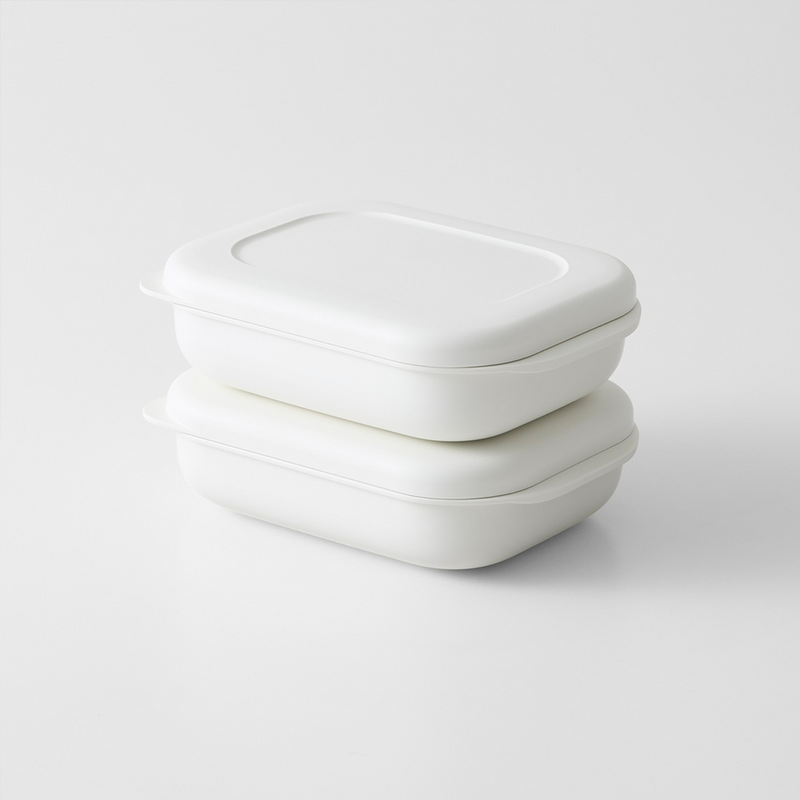 Two Marna Kiwami Freeze & Microwave Rice Containers stacked on top of each other against a clean white background.