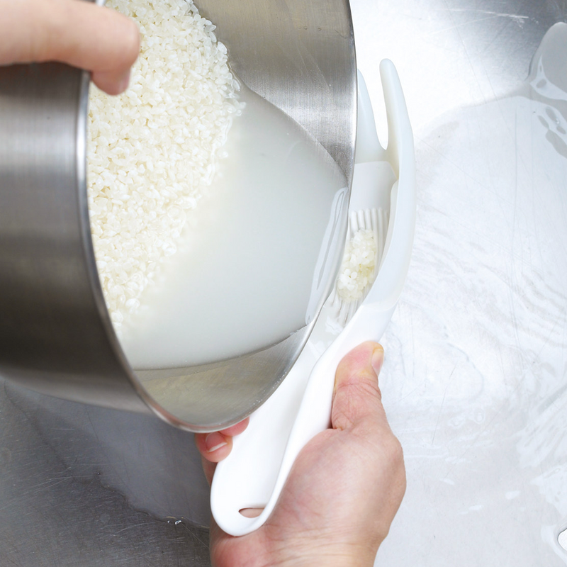 The white Marna 'Kiwami' Ultimate Rice Washer on a plain white background.