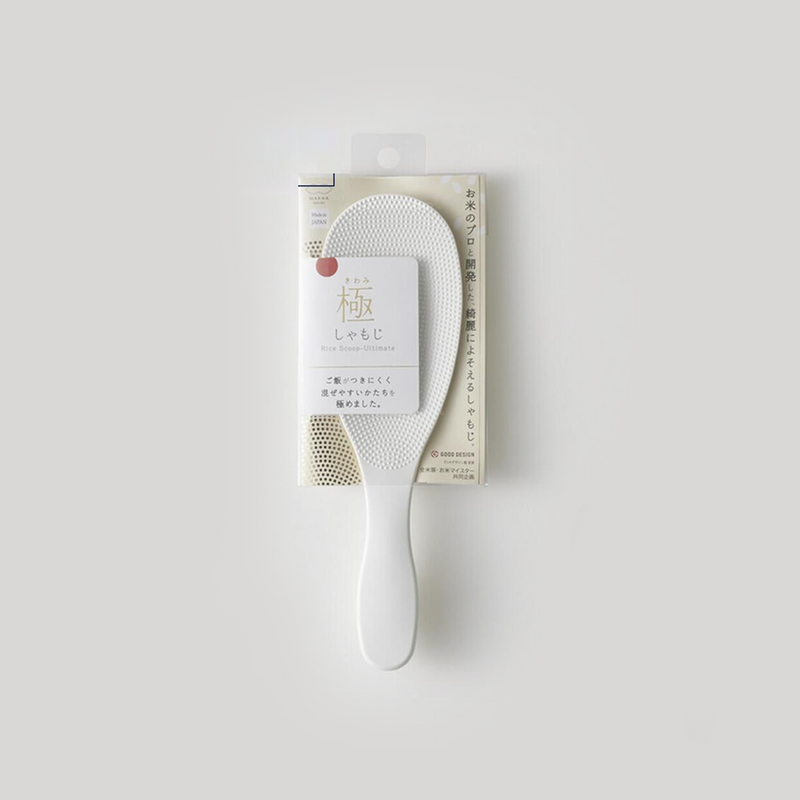 The Marna 'Kiwami' Standing Rice Scoop in its original Japanese retail packaging.