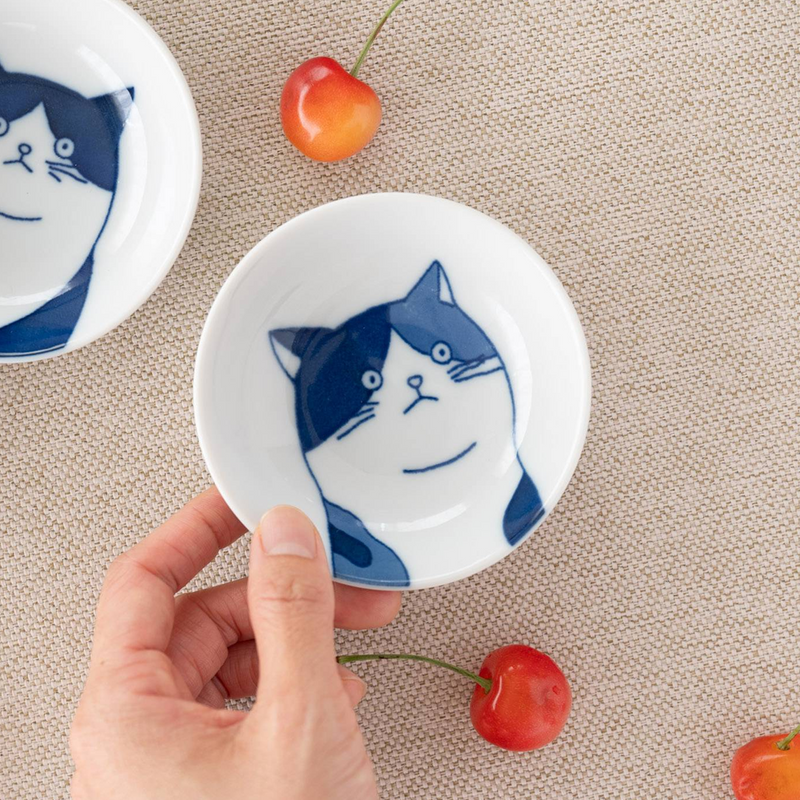 Shichita Mino Yaki Cat Mike Side Bowl - 9cm