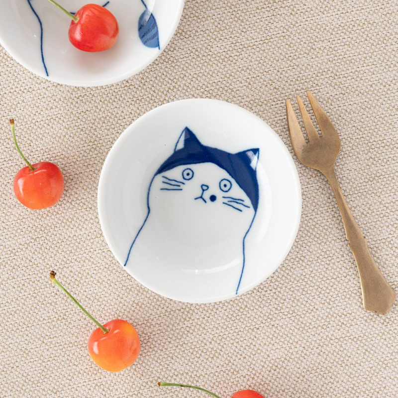 Shichita Mino Yaki Cat Nora Side Bowl - 9cm