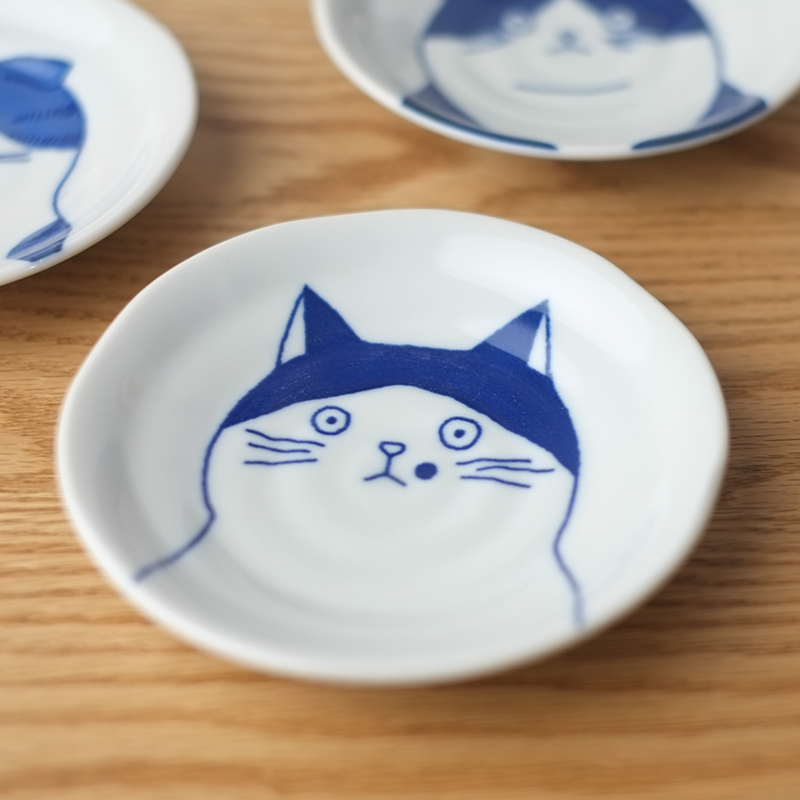 Shichita Mino Yaki Cat Nora Side Plate - 12cm