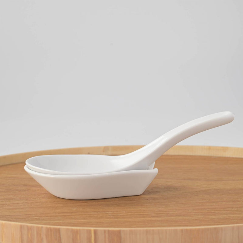 Touga Mino Yaki White Spoon and Spoon Rest Set