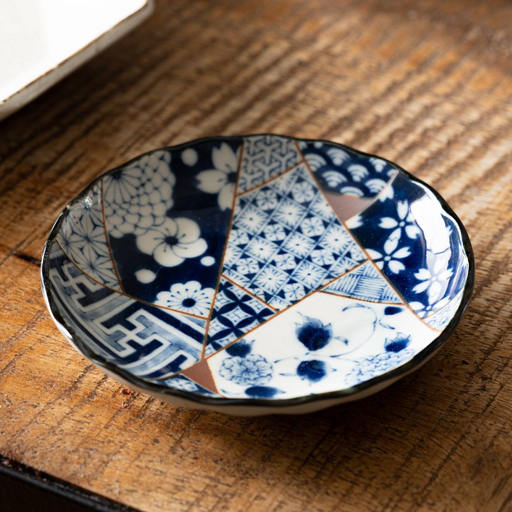 Mino Yaki Blue Yusen Chrysanthemum Japanese Side Plate (12cm) 2