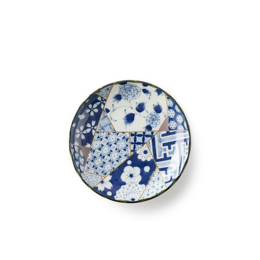 Mino Yaki Blue Yusen Chrysanthemum Japanese Side Plate (12cm)