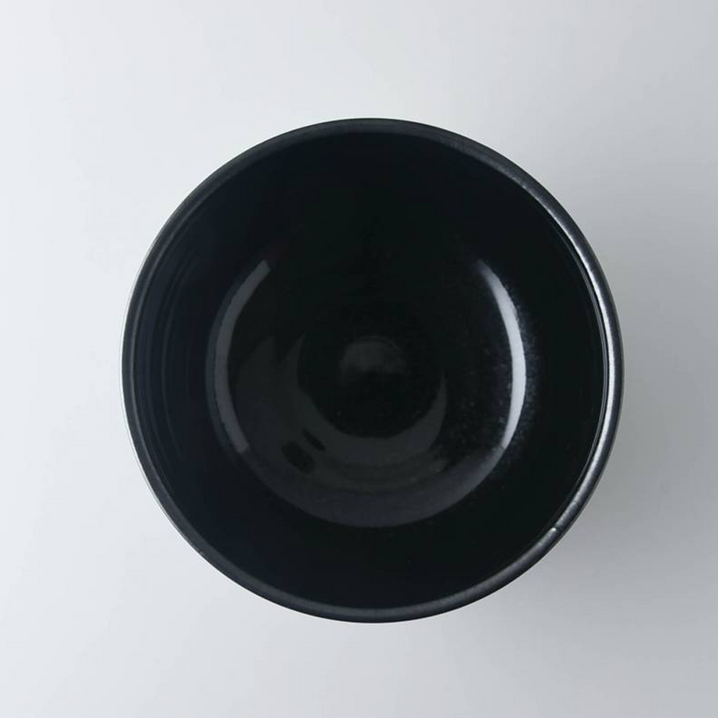 Top view of the Mitsuhide Akechi Kikyo Bowl, highlighting its glossy, deep black interior.