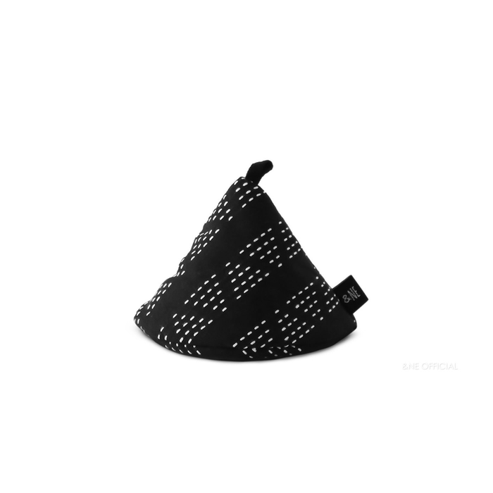 A black &NE pot holder with a white dotted pattern, displayed against a plain white background.