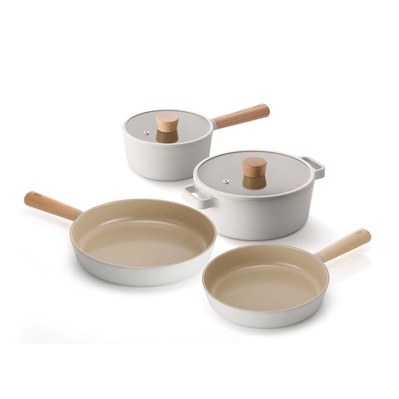 Neoflam Fika Ceramic Nonstick Induction Pot & Frypan Set - 6-Piece