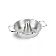 The Pearl Life Stainless Steel Hot Pot (26cm), featuring a traditional central chimney design for efficient heating, shown on a plain white background.
