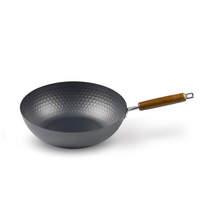 Pearl Life Lightweight Hammered Style Nitrided Carbon Steel Induction Wok - 27cm