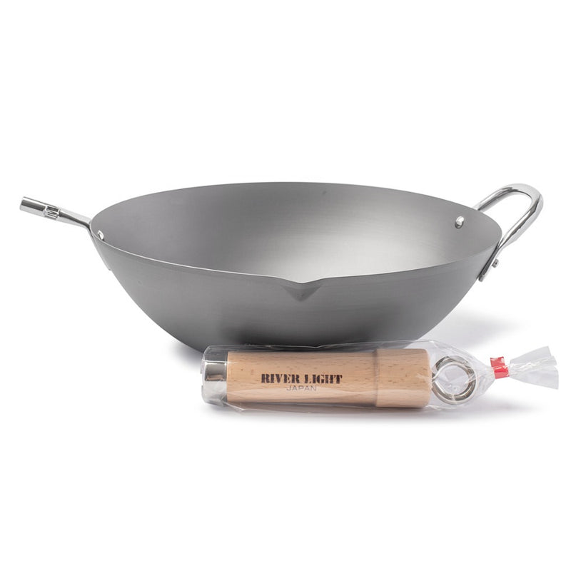 River Light Kiwame Nitrided Carbon Steel Induction Wok - 33cm (with Helper Handle)