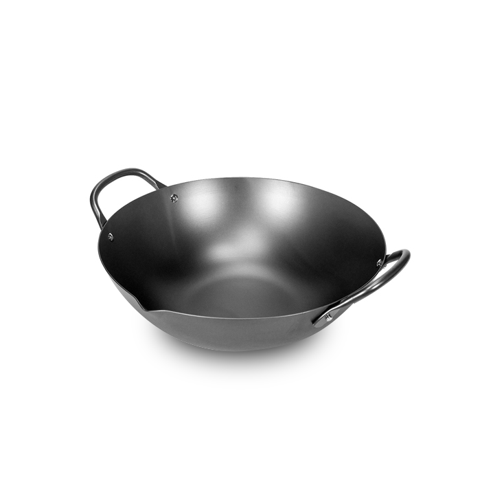 River Light Kiwame Nitrided Carbon Steel Induction Wok with Two Short Handles - 33cm