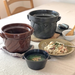 Saji Black Glaze Donabe (Japanese Clay Pot) Rice Pot with Double Lids 5 Cups 5