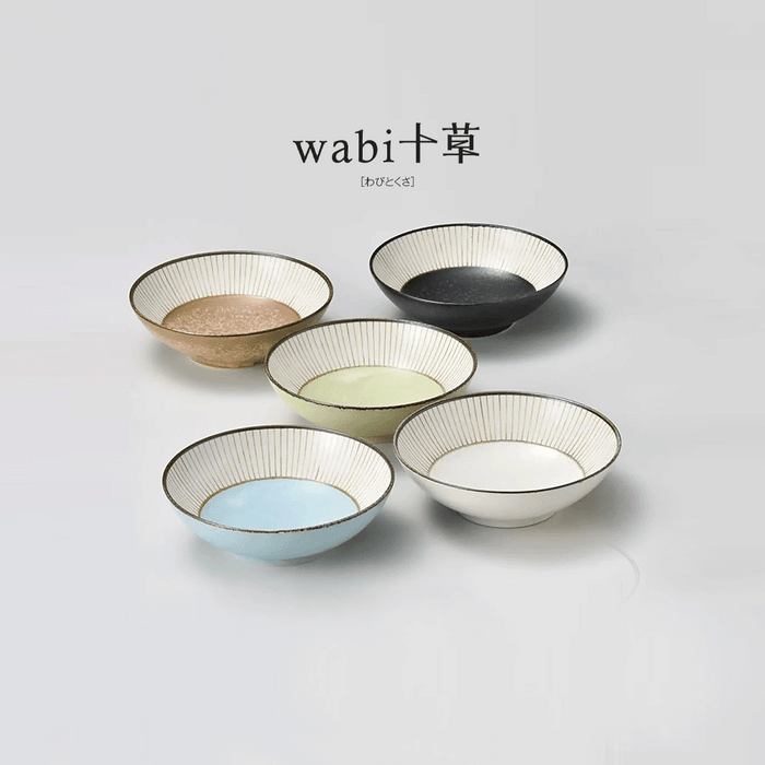 Close-up of Sango Wabi Tokusa Japanese Bowl, showcasing intricate brushwork and glossy finish.