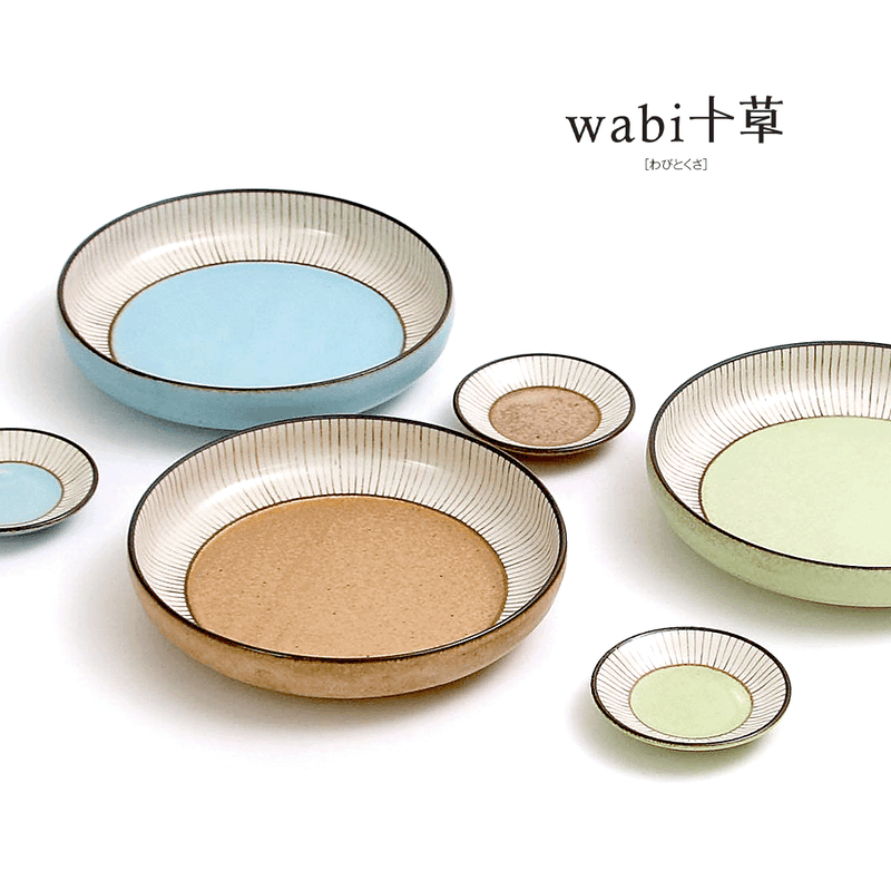 Close-up of a deep plate from the Sango Wabi Tokusa Set.