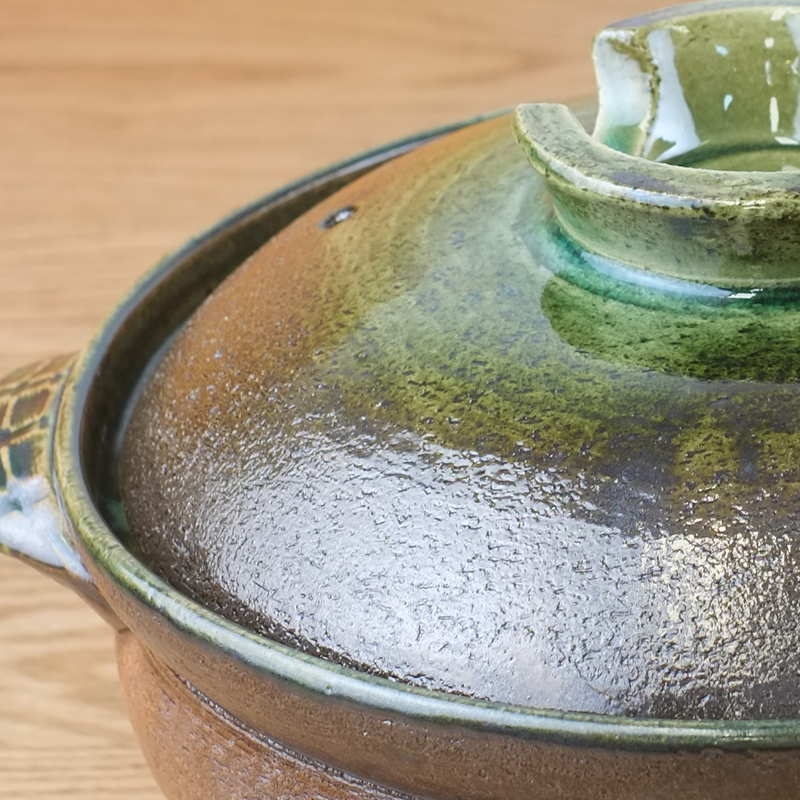 Santo Nanban Emerald Donabe Japanese Clay Pot - 28cm (Size 9)