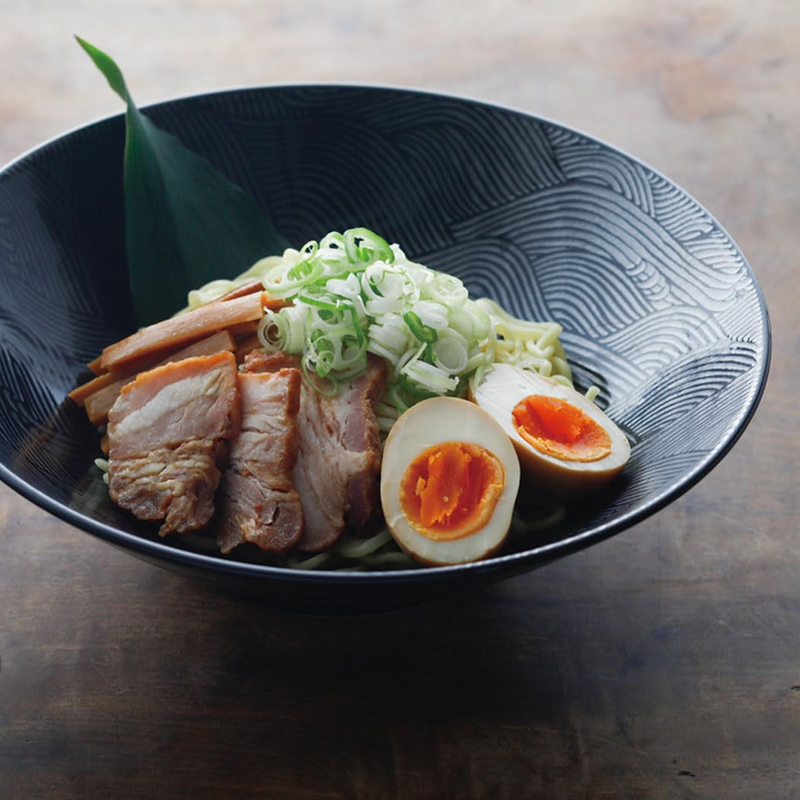 Seigaiha Japanese Ramen Bowl - 24.7cm - Black