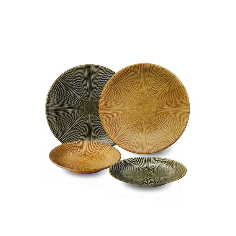 Sendan Kurawanka 4-Piece Dinnerware Set - Mustard & Green