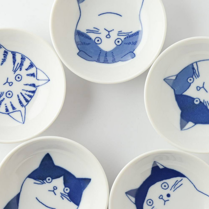 Shichita Mino Yaki Cat 5 Piece Mini Bowl Set 3