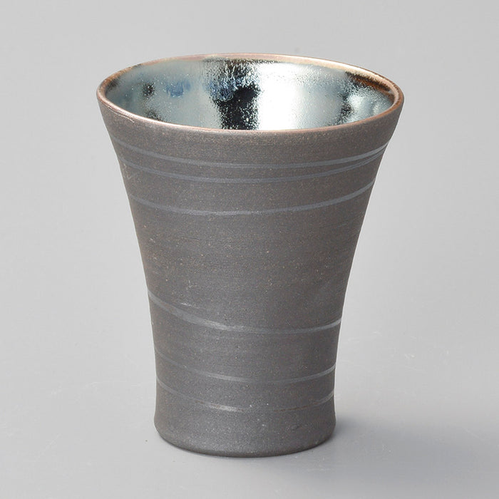 Shigaraki Yaki Black Glazed Shime Cup - Made in Japan