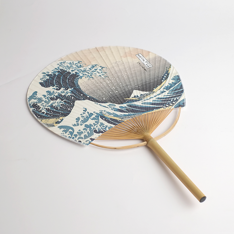 Shikoku Uchiwa Hokusai Great Wave Round Bamboo Fan