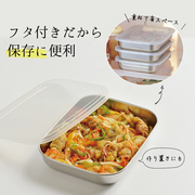 Collage demonstrating the storage capability of the Shimomura set, with a lidded container of food and an image of the containers stacked in a fridge.

