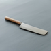 Side profile of the Shizu Takumi Yuri Nakiri Knife showcasing its clean, minimalist design and ergonomic wooden handle.