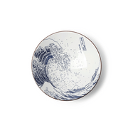 A top-down view of the Showa Seito ramen bowl, displaying the full 'The Great Wave off Kanagawa' artwork by Hokusai on its interior surface.