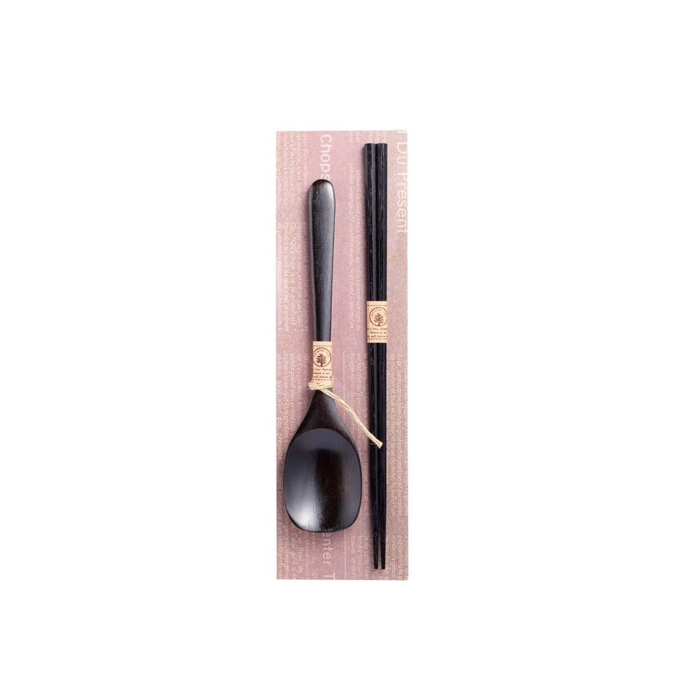 Sunlife Lacquerware Chopsticks and Spoon Set - Dark Brown - 2-Piece ...