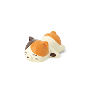 Sunlife Nemunemu Animal Chopstick Rest in the shape of a sleeping calico cat, featuring vibrant orange, black, and cream fur patterns with a cute, serene expression.