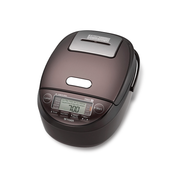 Tiger 10-cup IH pressure rice cooker (JPK-G18A) in a sleek dark bronze and black finish, shown on a clean white background.
