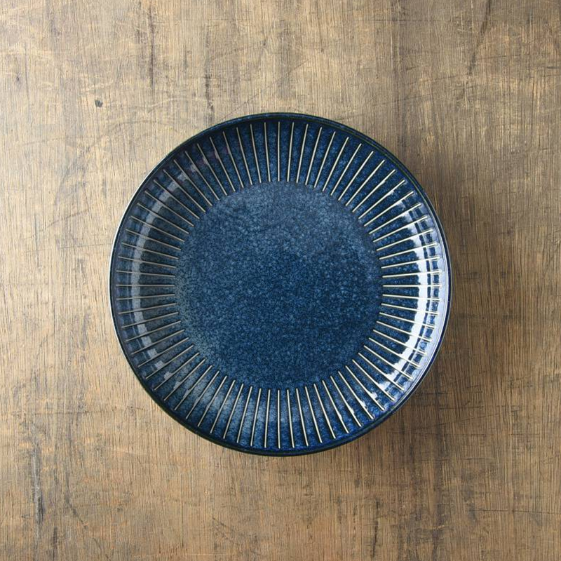 Toki Takane Indigo Tokusa Pasta Plate - 20cm - Indigo Blue