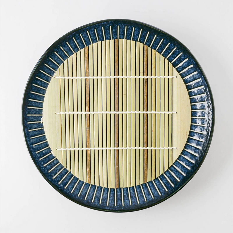 Toki Takane Indigo Tokusa Zaru Soba Set - 25cm Large Plate - Indigo Blue