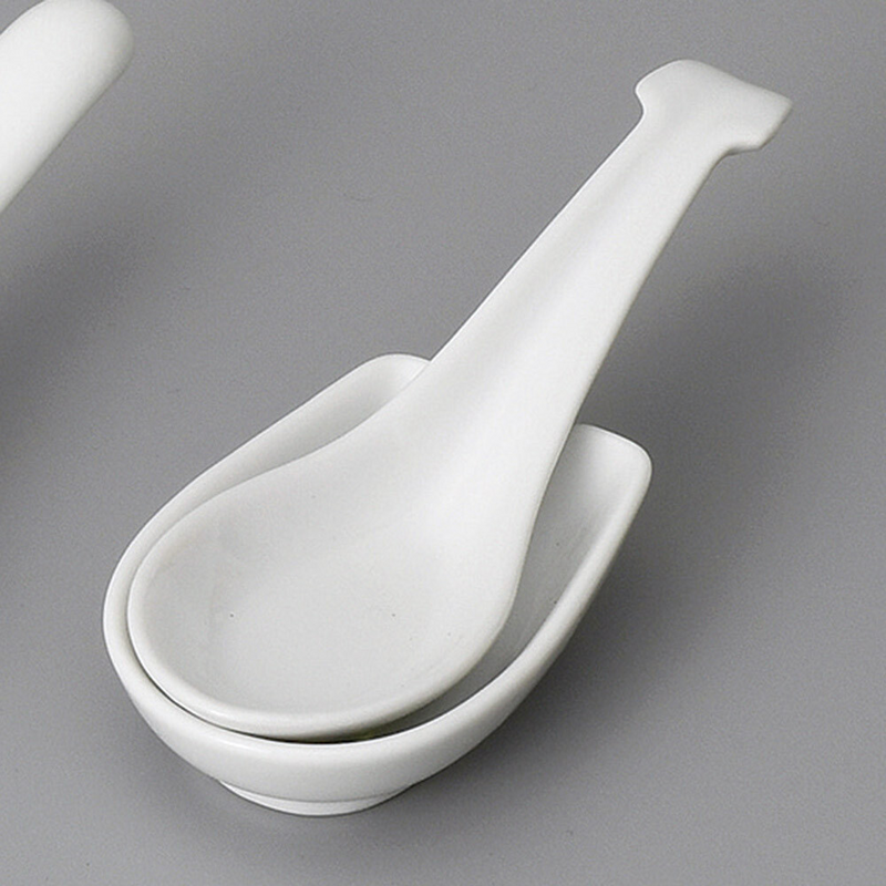 Touga Mino Yaki White Spoon and Spoon Rest Set