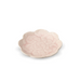 Pale pink plate with a petal-inspired shape, reminiscent of a hydrangea bloom.