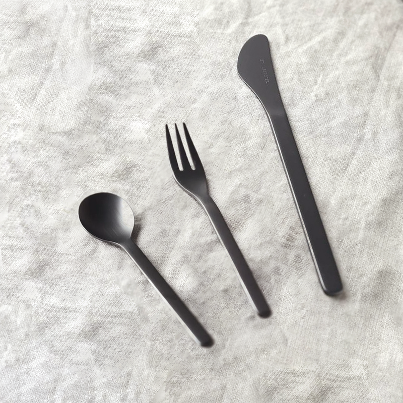 Tsubame Sanjo Salus Series Dessert Cutlery Set - Matte Black