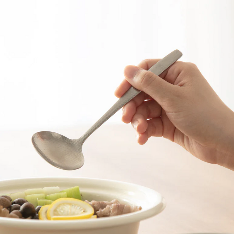 Tsubame Sanjo hammered Style Small Stainless Steel Noodle Spoon - 17cm