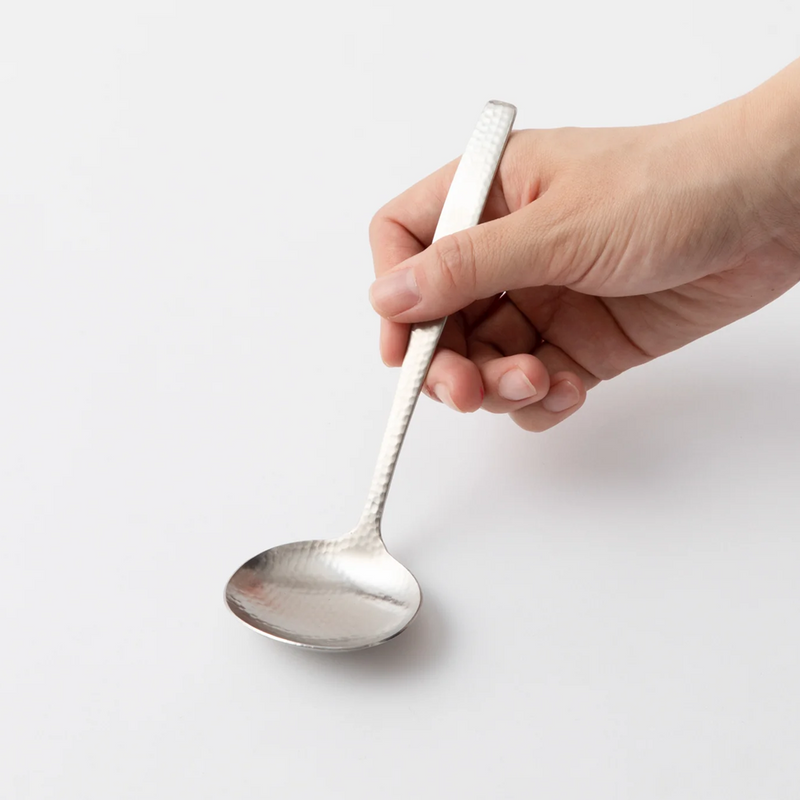 Tsubame Sanjo hammered Style Small Stainless Steel Noodle Spoon - 17cm