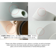 Yamatsu Frustum Japanese teapot spout and glaze detail with red circles indicating natural variations.

