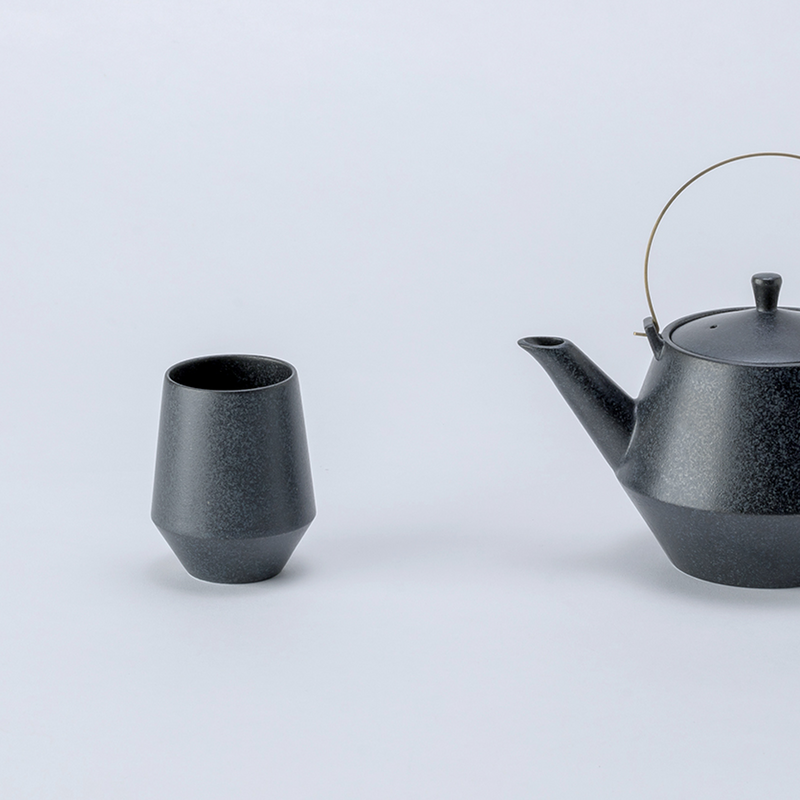 Yamatsu Frustum Japanese Teacup - 200ml - Black