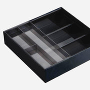 Yamazaki Tower expandable sliding cutlery tray in black