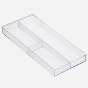 White Yamazaki Tower cutlery tray extended to fit a wider drawer