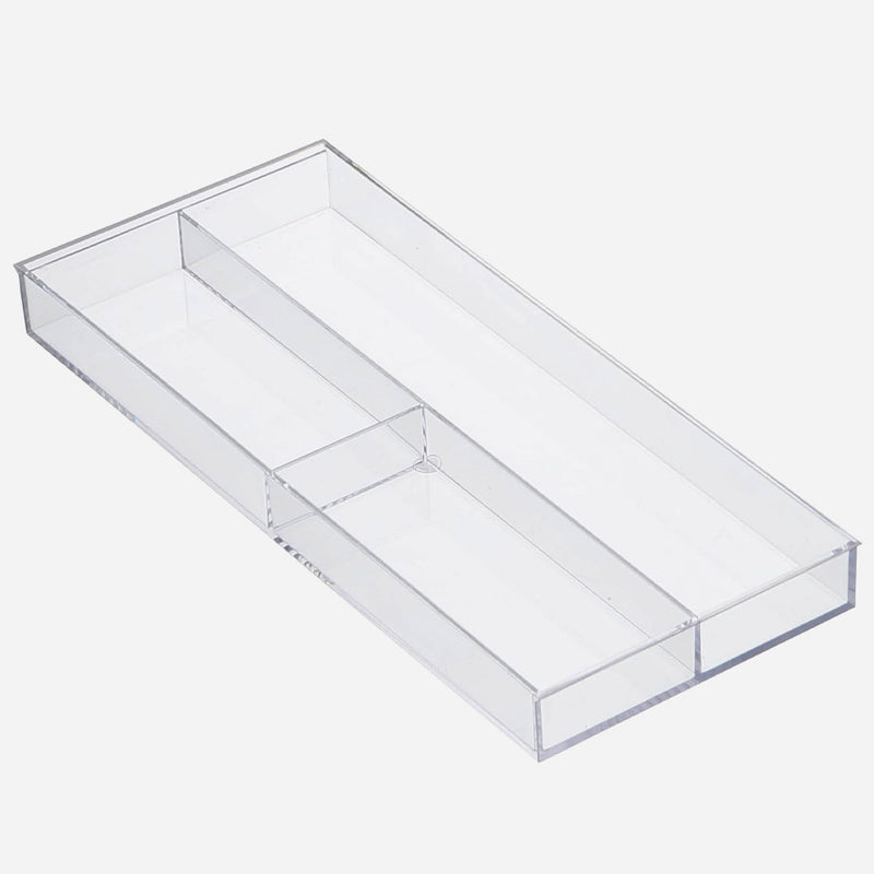 White Yamazaki Tower cutlery tray extended to fit a wider drawer