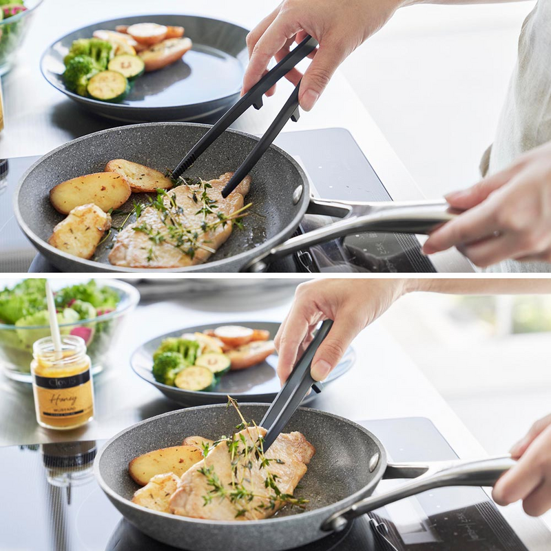 Yamazaki Tower Series Silicone Serving Tongs - 20cm (Small)