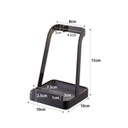 Yamazaki Tower Series Utensil and Lid Stand with dimensions highlighted, showing compact and practical design.






